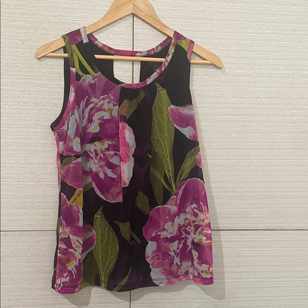 Old Navy Pink and Green Floral Sleeveless Top